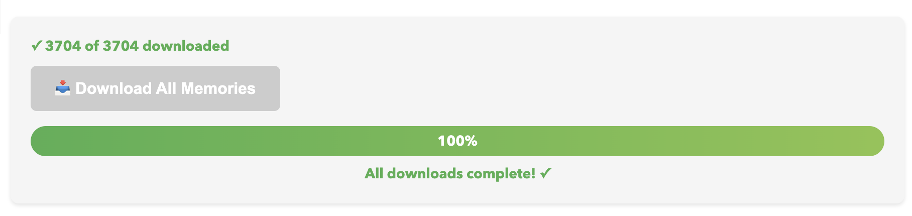 Snapchat download showing 'All downloads complete' despite failures